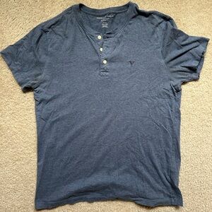 American Eagle Outfitters Men's Casual Blue Henley Shirt